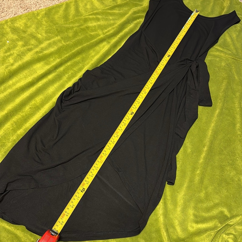NWT Cupshe Knotted Wrap Midi Black Dress Sz Large - Picture 4 of 5